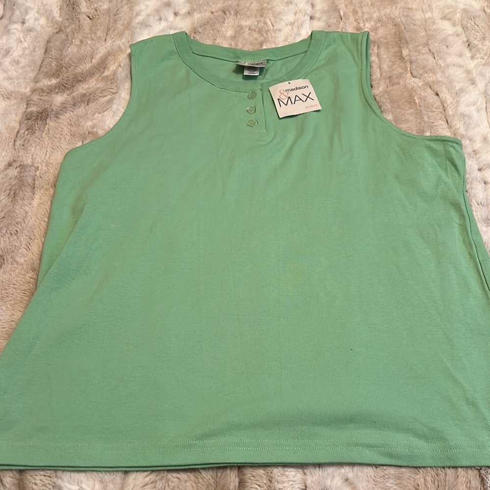 Green Boxy Muscle Tee Tank Top